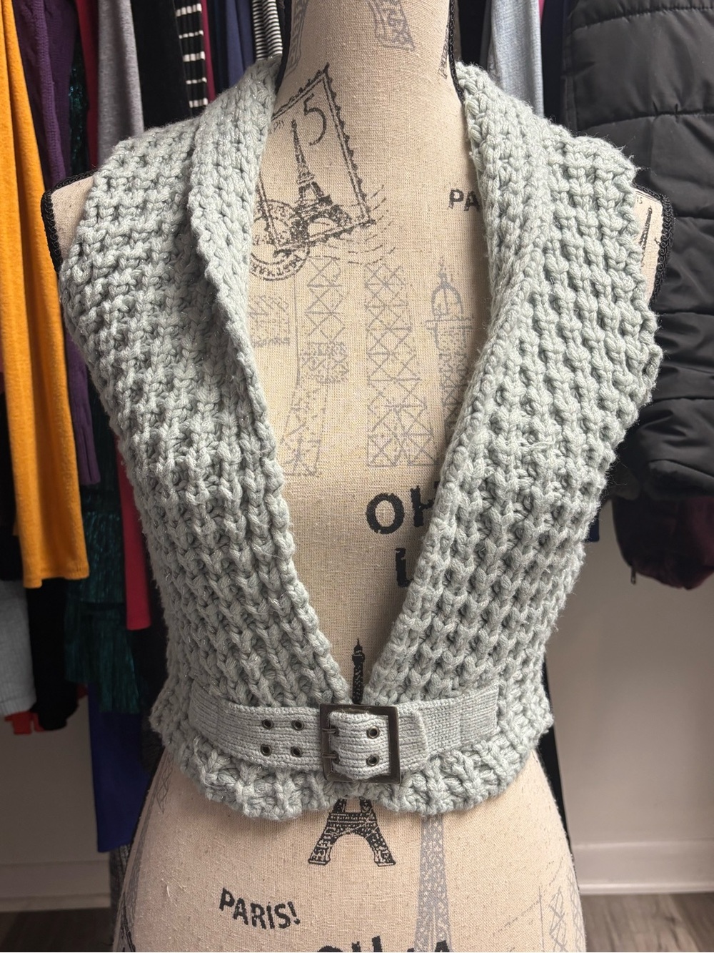 Y2K Belted Chunky Knit Sweater Vest